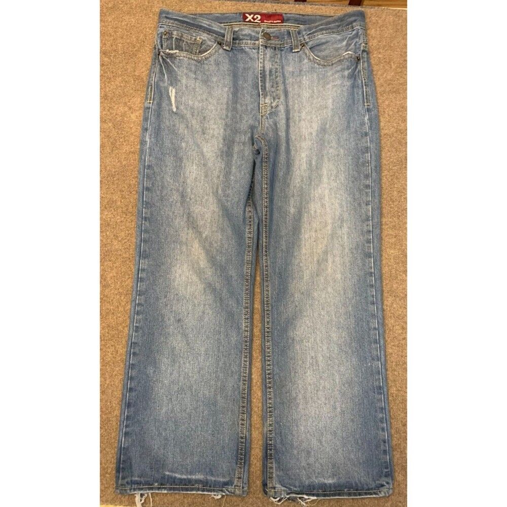 Express X2 M11 Bootcut Jeans Mens 36x30 Low Rise Distressed Y2K Denim